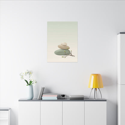 Dawn River Stones Canvas Art - Japandi Fukinsei