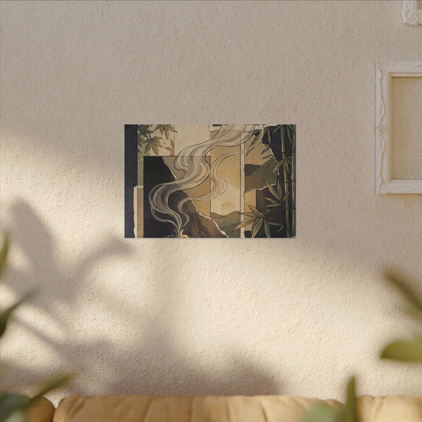Tranquil Incense Smoke Canvas Art - Ukiyo E Inspired Zen