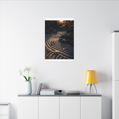 Rock Garden Moody Minimal Canvas Art | Bold Dark Japandi Art