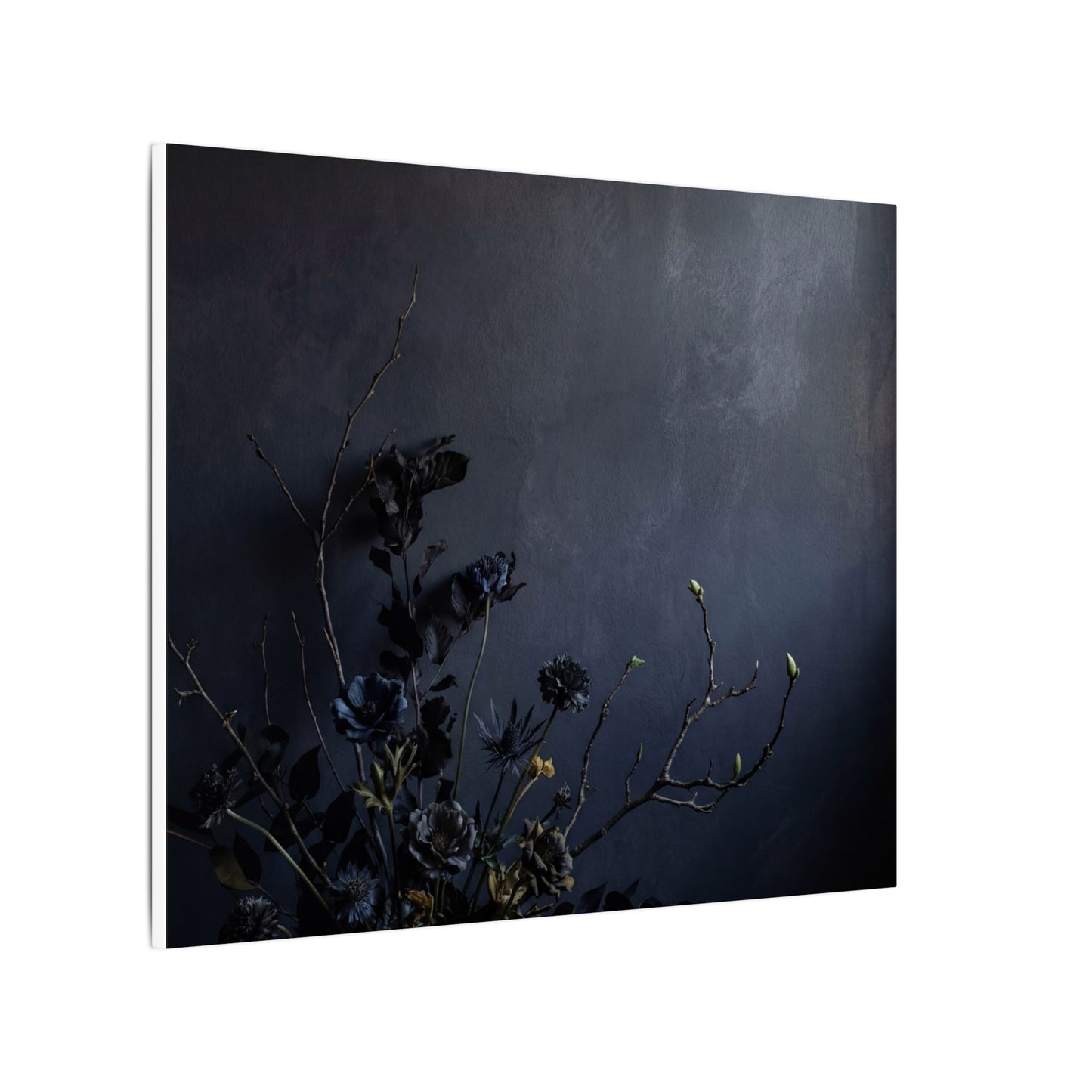 Dried Flowers Spring Canvas Art | Dark Japandi Moody Design