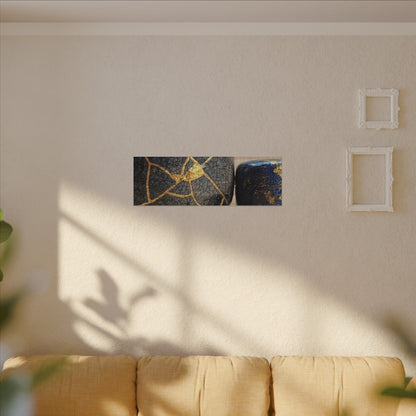 Tea Ceremony Crackle Gold Canvas Art | Philosophical Kintsugi Art