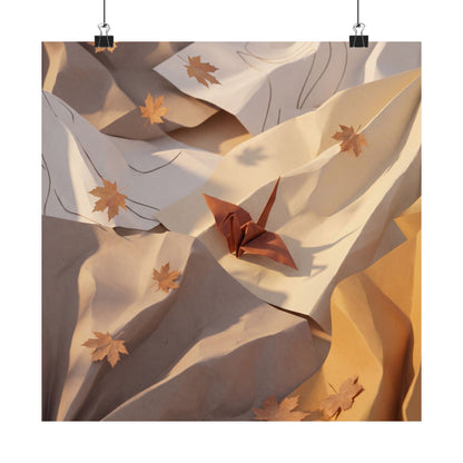 Paper Fold Wall Art Print | Autumn Japandi Minimal Line Art