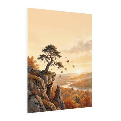 Pine Tree Autumn Canvas Art | Japandi Warm Design