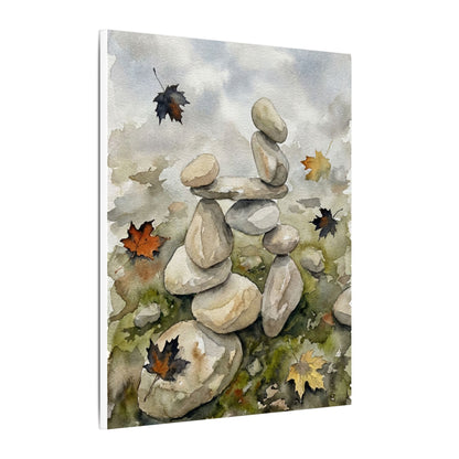 Overcast River Stones Canvas Art - Japandi Fukinsei