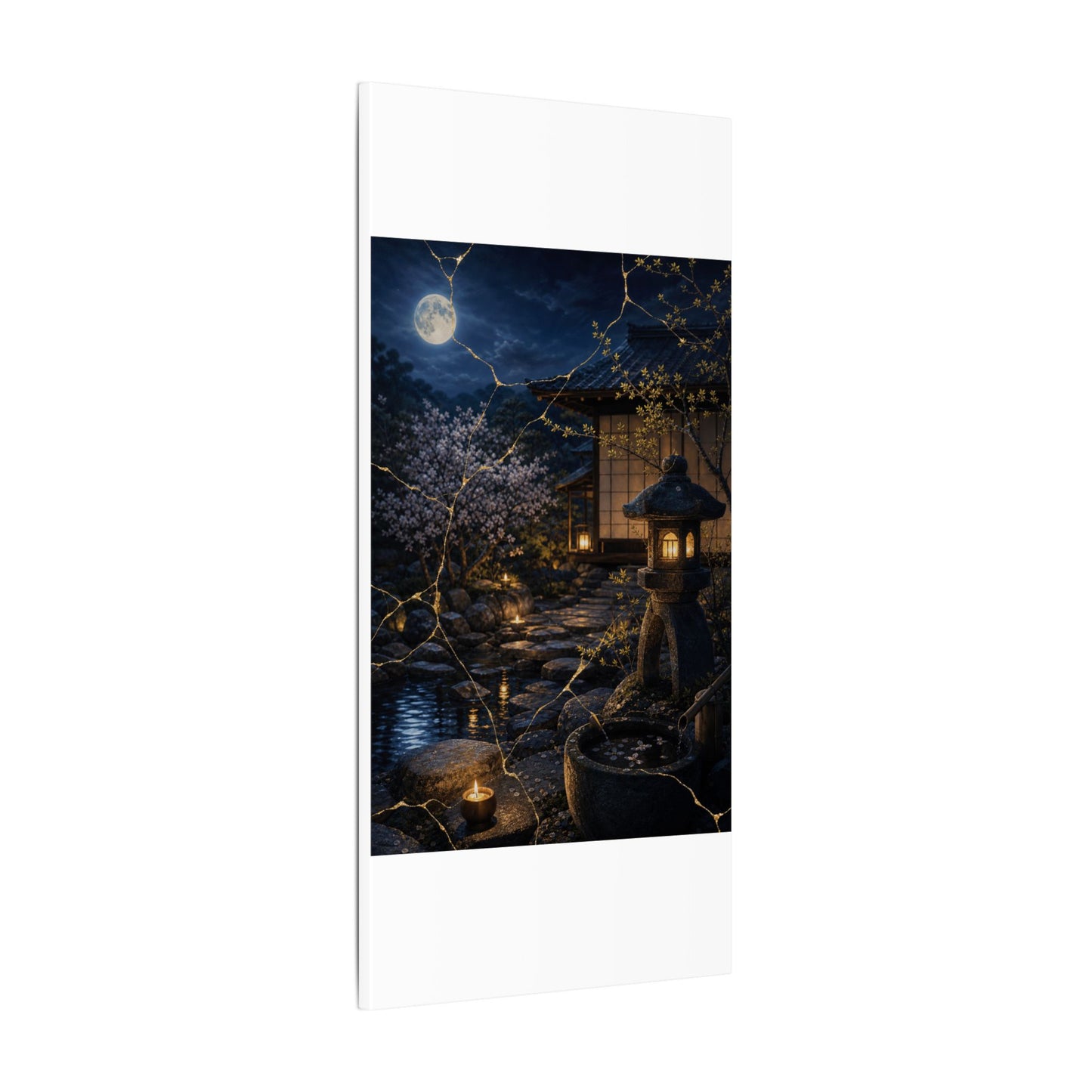 Seijaku Moonlit Garden Canvas Art - Kintsugi Gold Vein