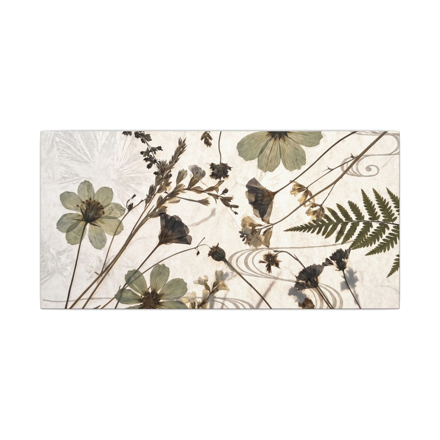 Japandi Dried Flowers in Golden Hour | Japanese Pattern Canvas Art