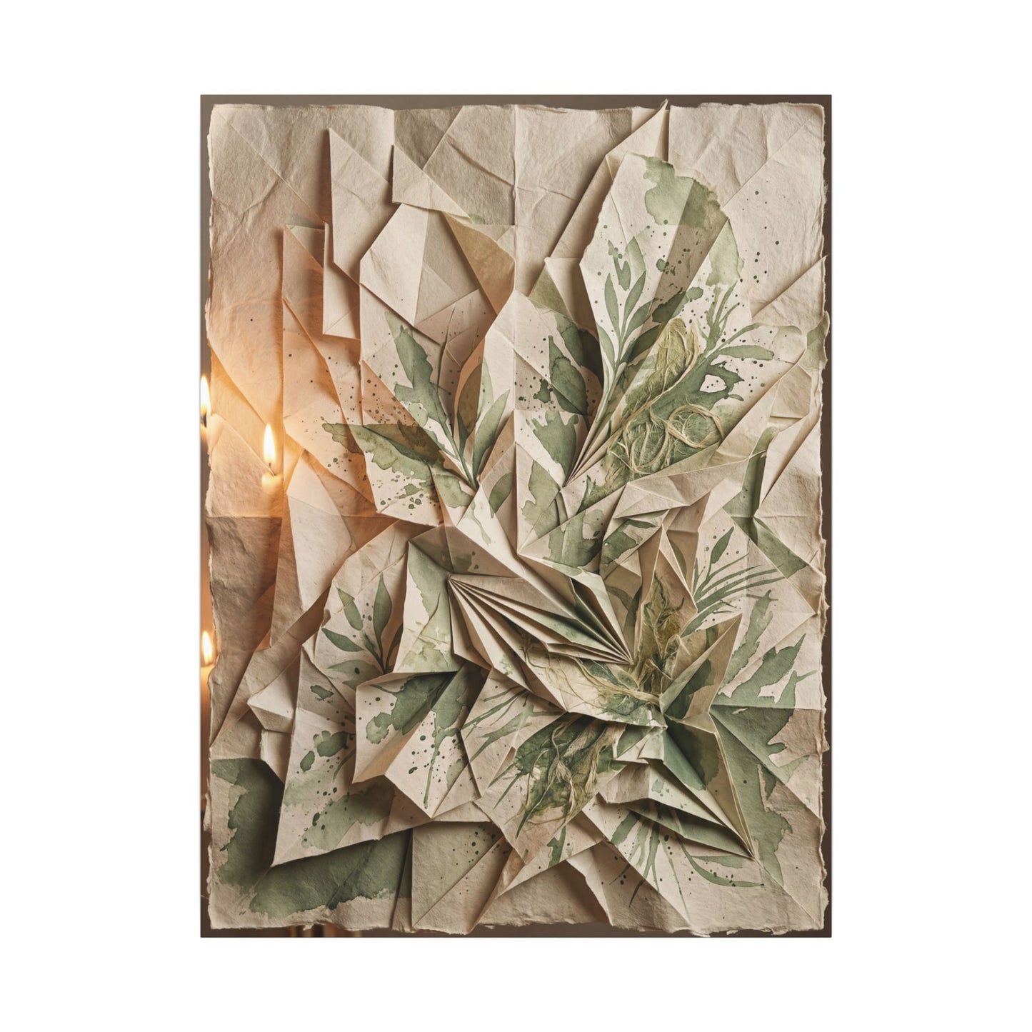 Japandi Paper Fold in Candlelight | Texture Canvas Art