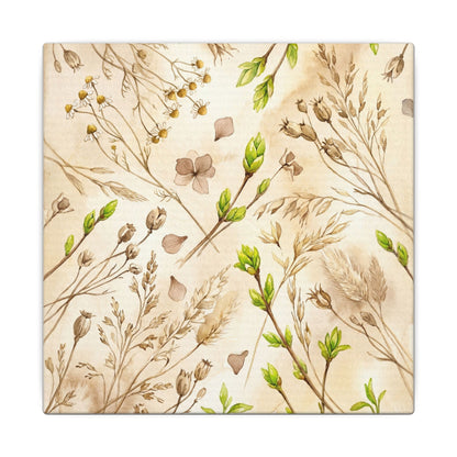 Spring Dried Flowers Watercolor Canvas Art | Earthy Decor