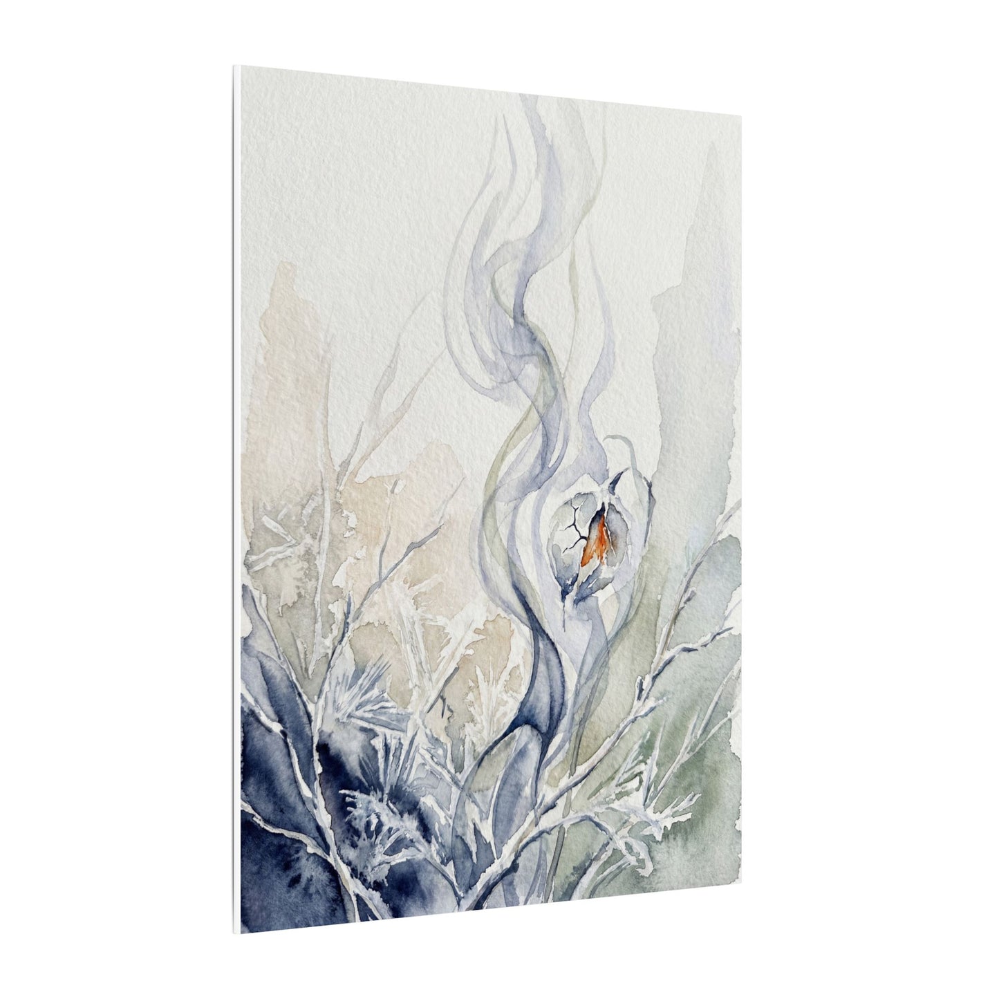 Earthy Incense Smoke Canvas Art - Watercolor Japandi