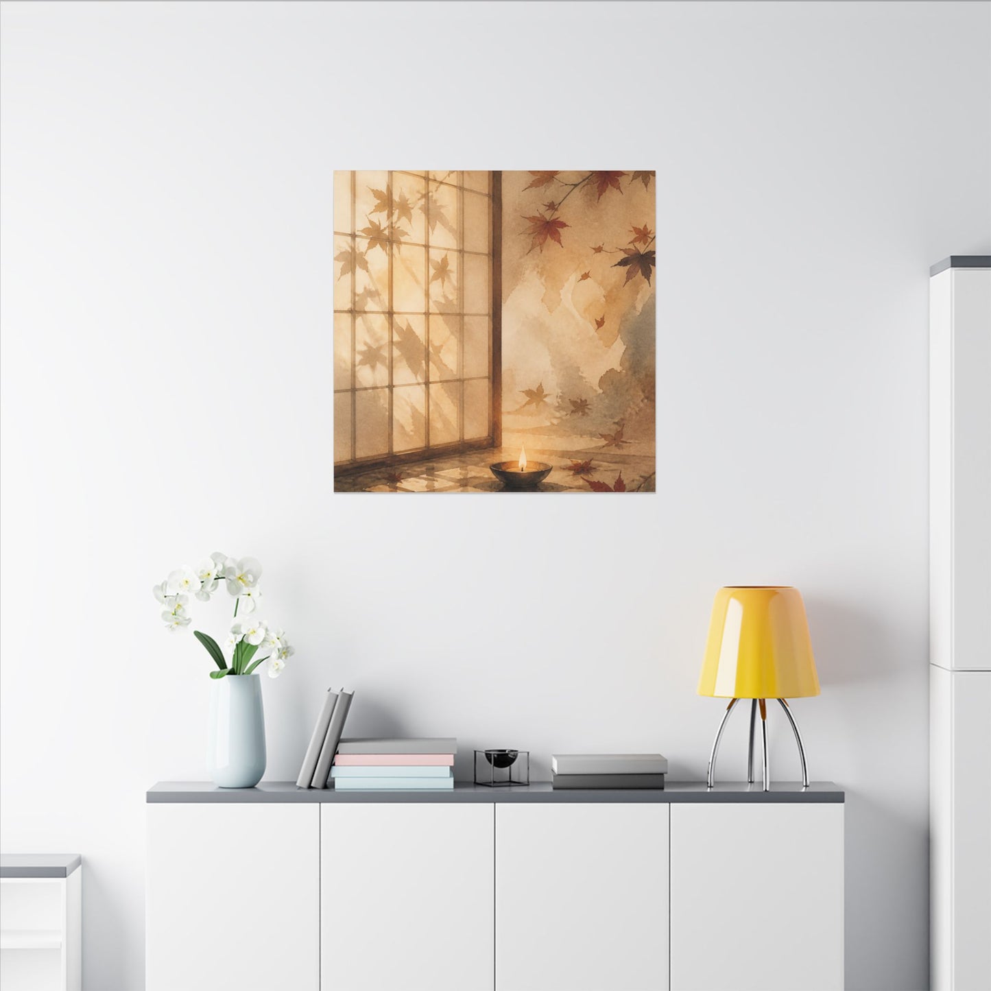 Candlelight Shoji Screen Canvas Art - Japandi Ma