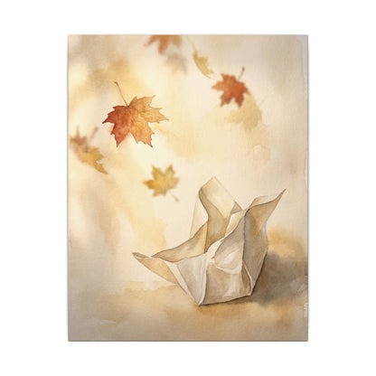 Japandi Paper Fold in Golden Hour | Watercolor Canvas Art
