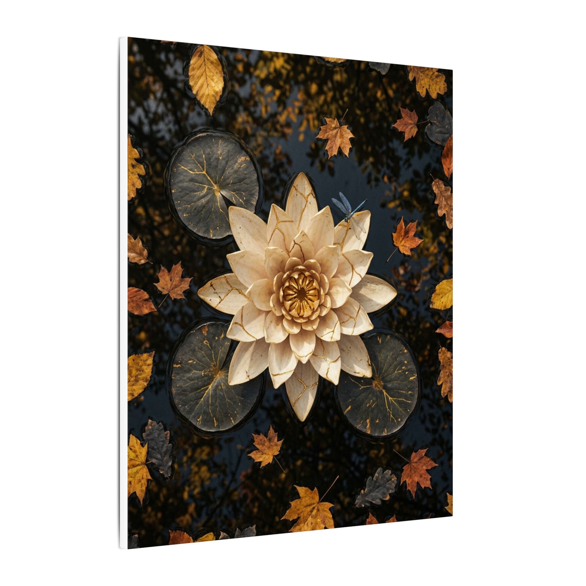 Healing Lotus Flower Canvas Art - Gold Repair Kintsugi Art Print