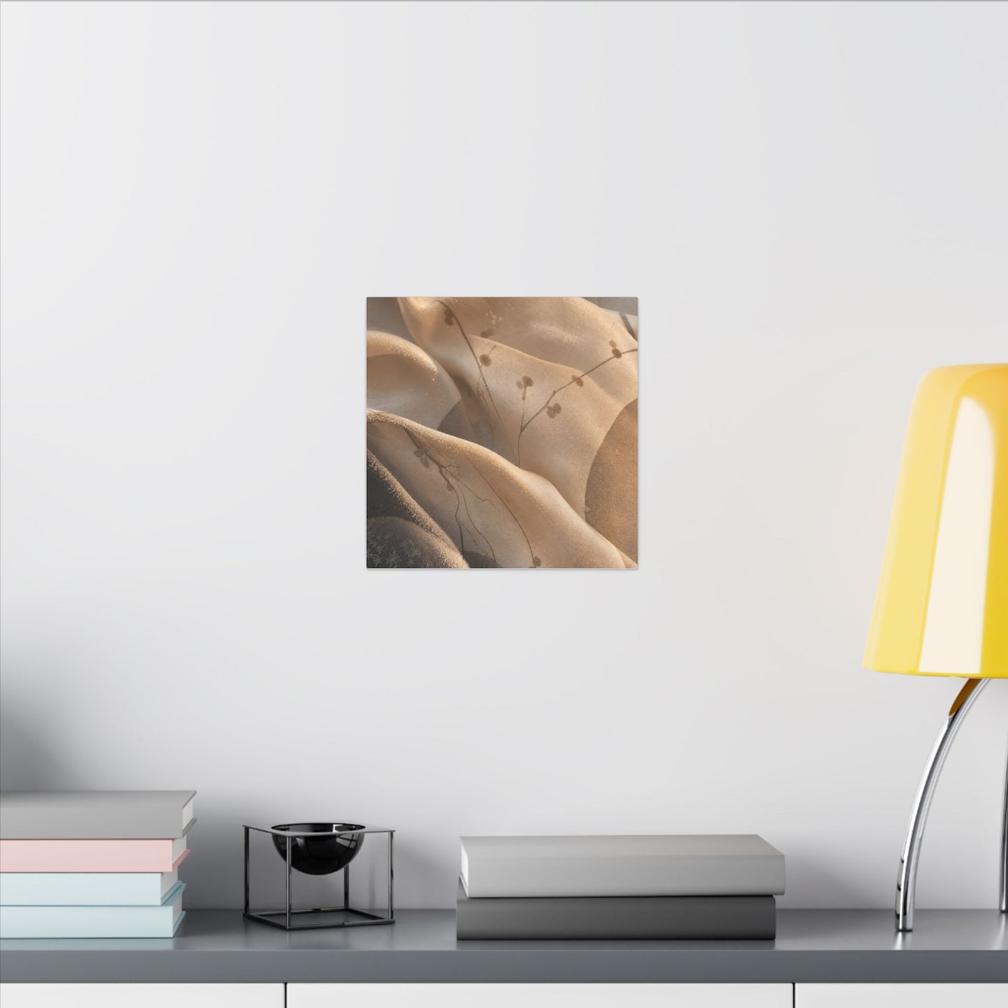 Japandi Silk Drape in Golden Hour | Japanese Pattern Canvas Art