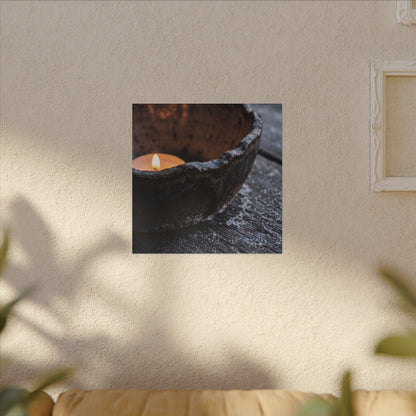 Atmospheric Ceramic Bowl Canvas Art - Moody Minimal Dark Japandi