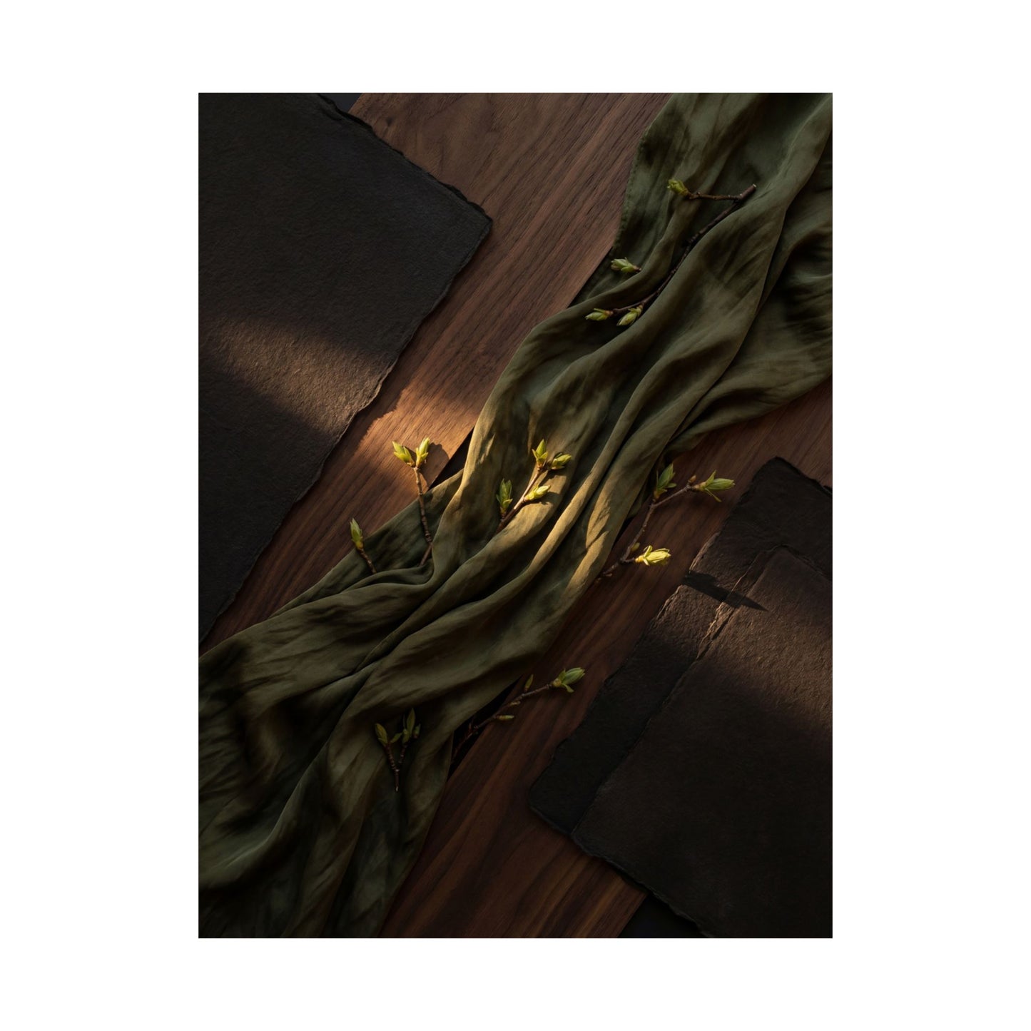 Silk Drape Spring Wall Art Print | Dark Japandi Bold Design