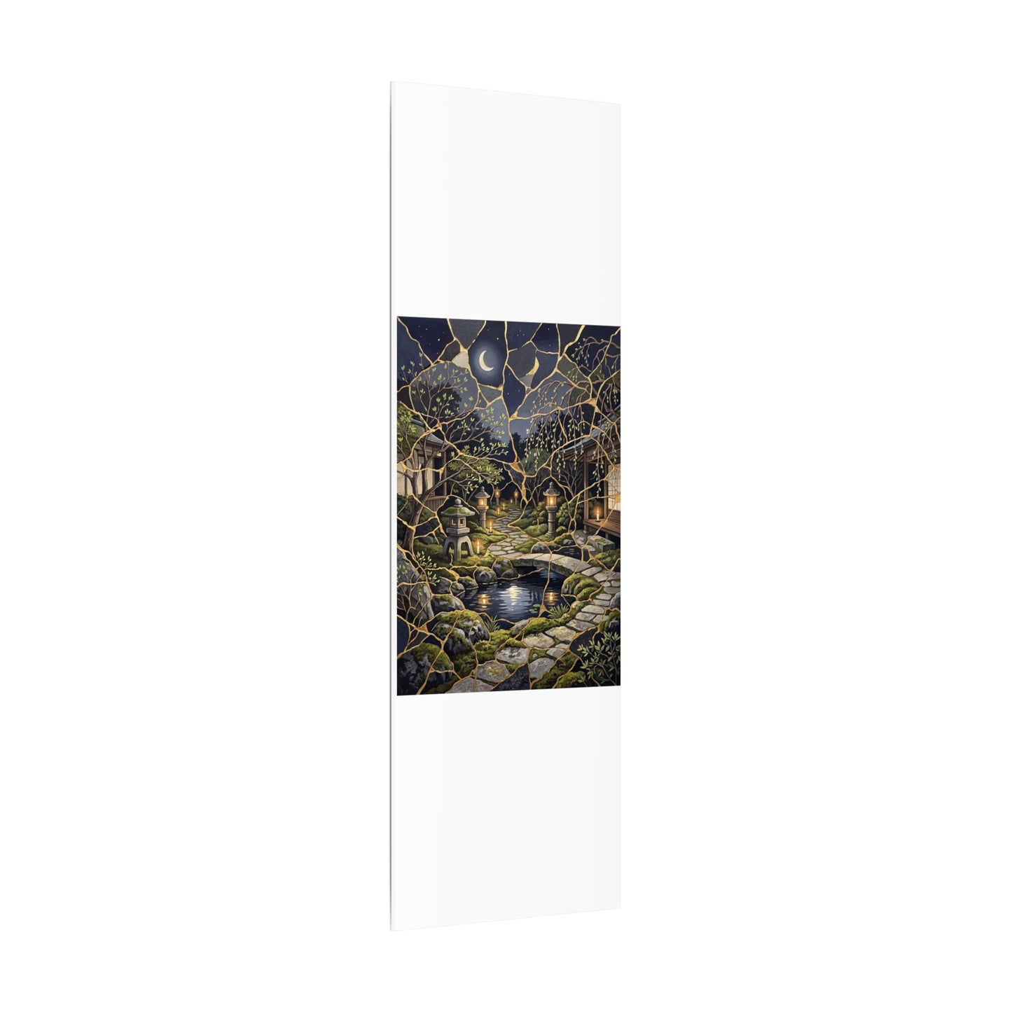 Kintsugi Moonlit Garden in Candlelight | Gold Vein Canvas Art