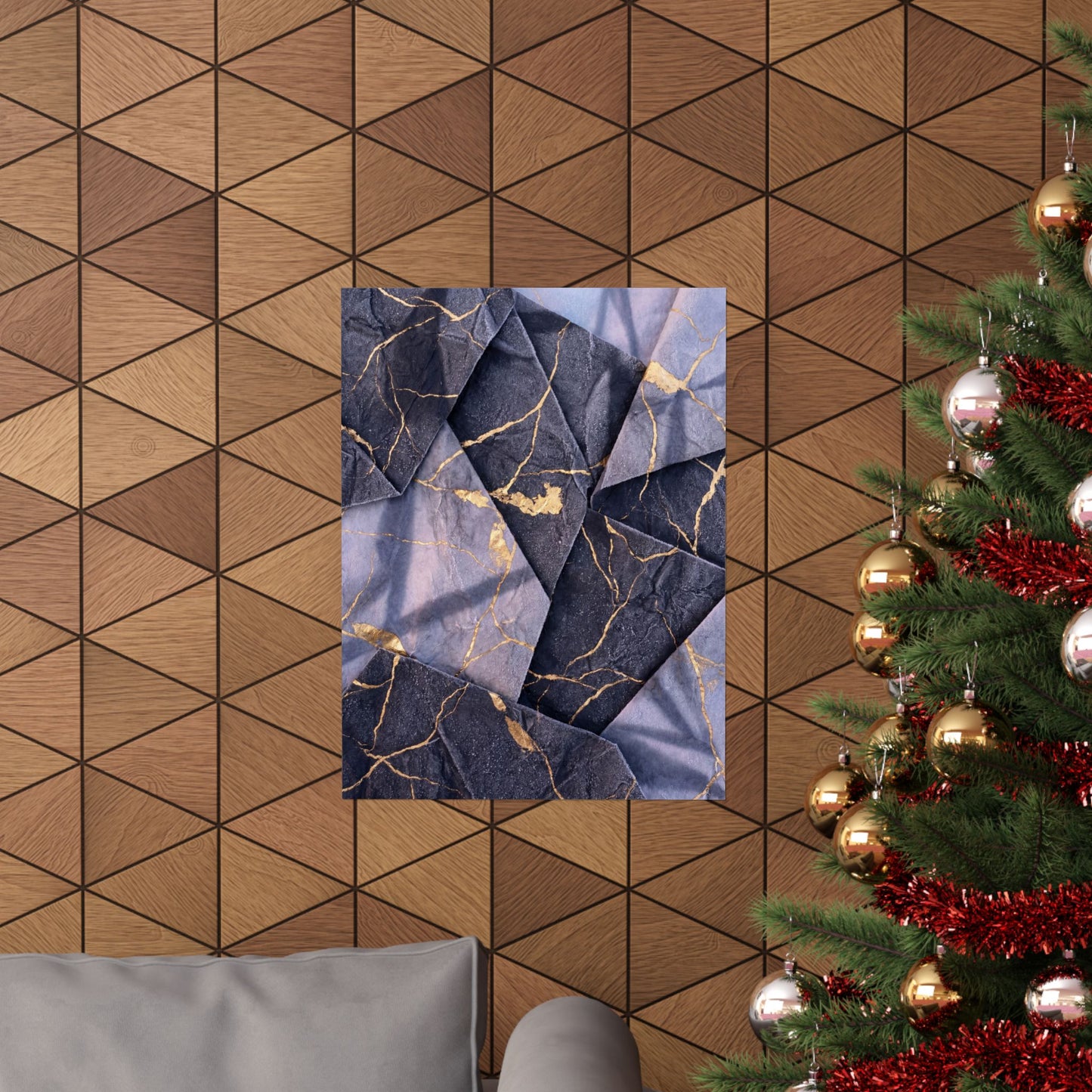 Artful Paper Fold Wall Art Print - Gold Vein Kintsugi
