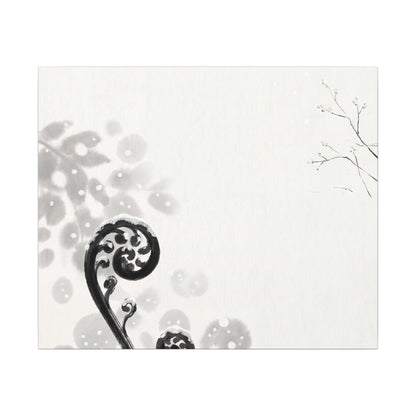 Winter Fern Unfurling Ukiyo E Inspired Canvas Art | Peaceful Decor