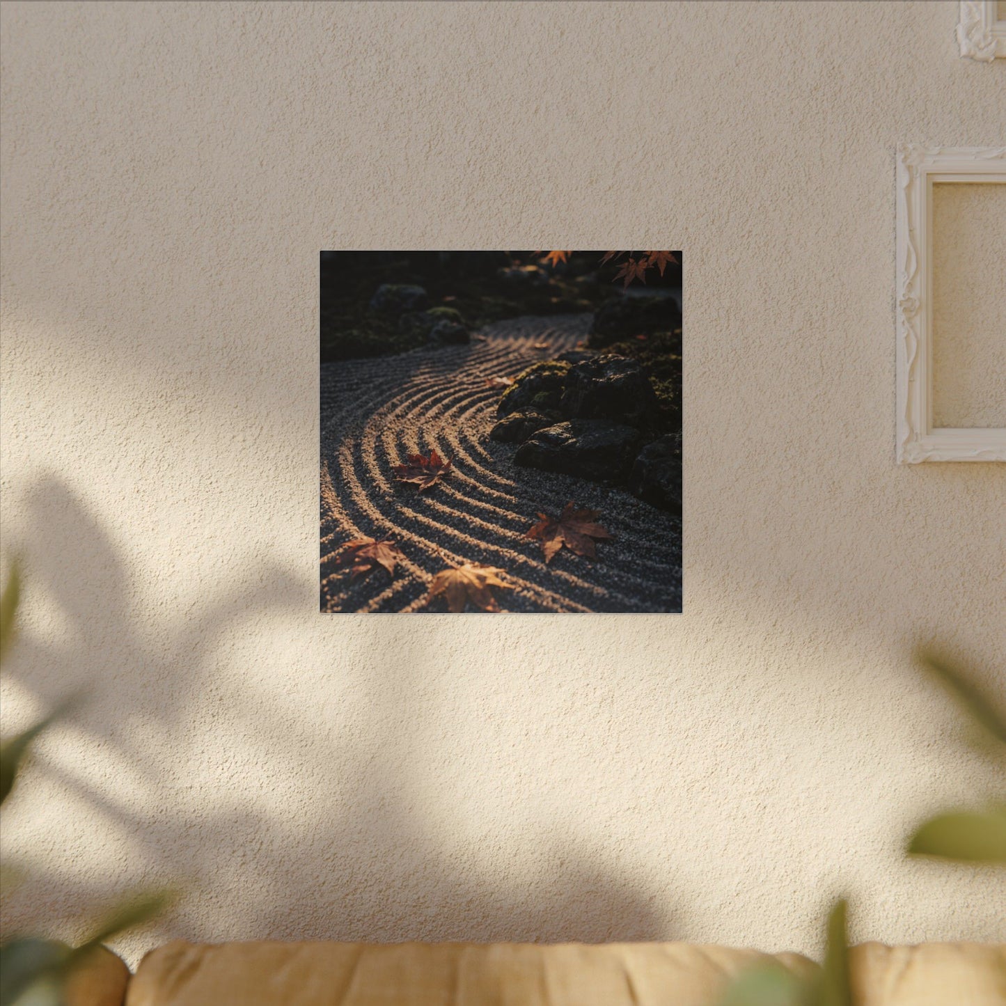 Rock Garden Moody Minimal Canvas Art | Bold Dark Japandi Art