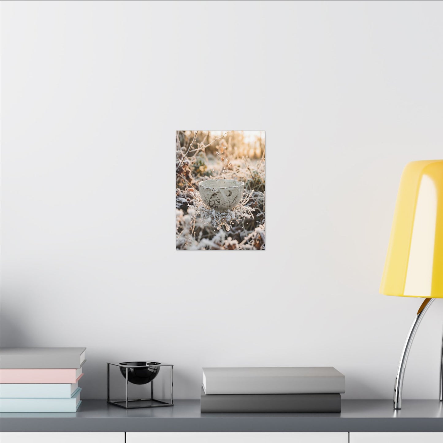 Japandi Ceramic Bowl in Golden Hour | Japanese Pattern Canvas Art