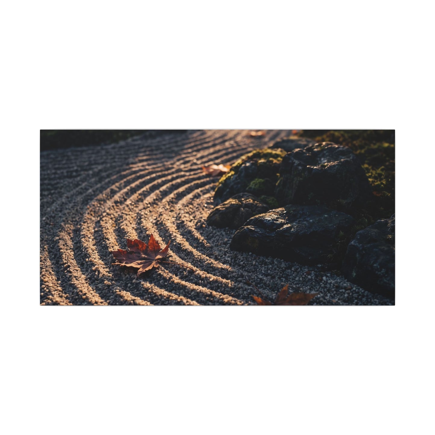 Rock Garden Moody Minimal Canvas Art | Bold Dark Japandi Art