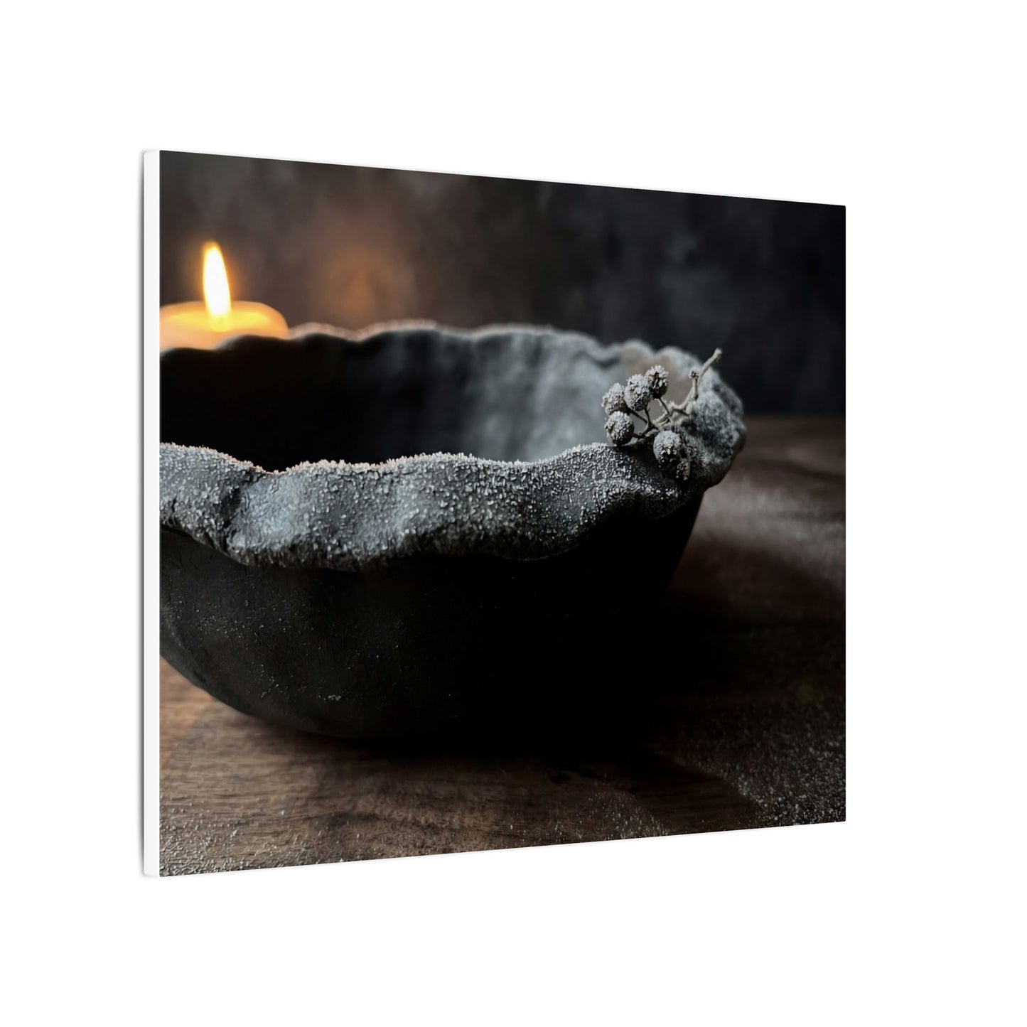 Ceramic Bowl Canvas Art | Winter Dark Japandi Shadow Zen Art