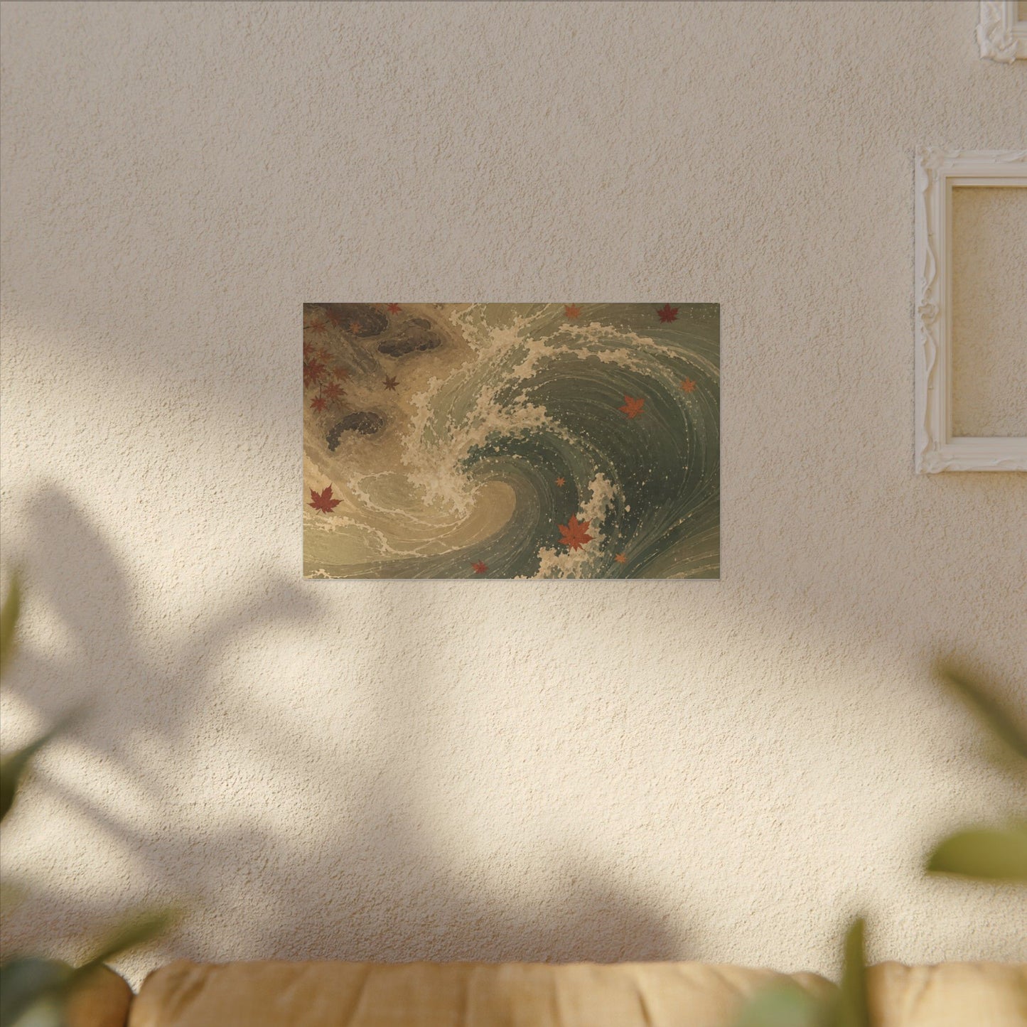 Japandi Ocean Wave in Candlelight | Japanese Pattern Canvas Art