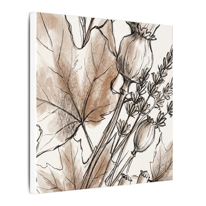 Neutral Dried Flowers Canvas Art - Minimal Line Japandi