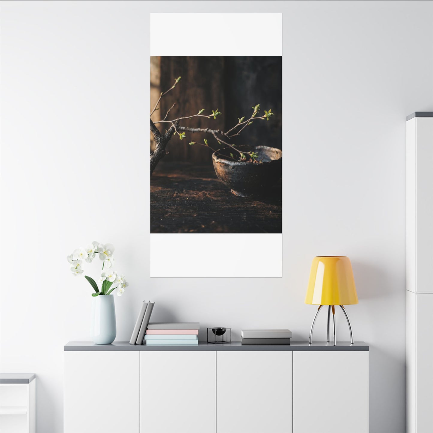 Spring Ceramic Bowl Moody Minimal Canvas Art | Sophisticated Decor