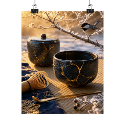 Tea Ceremony Gold Repair Wall Art Print | Philosophical Kintsugi Art