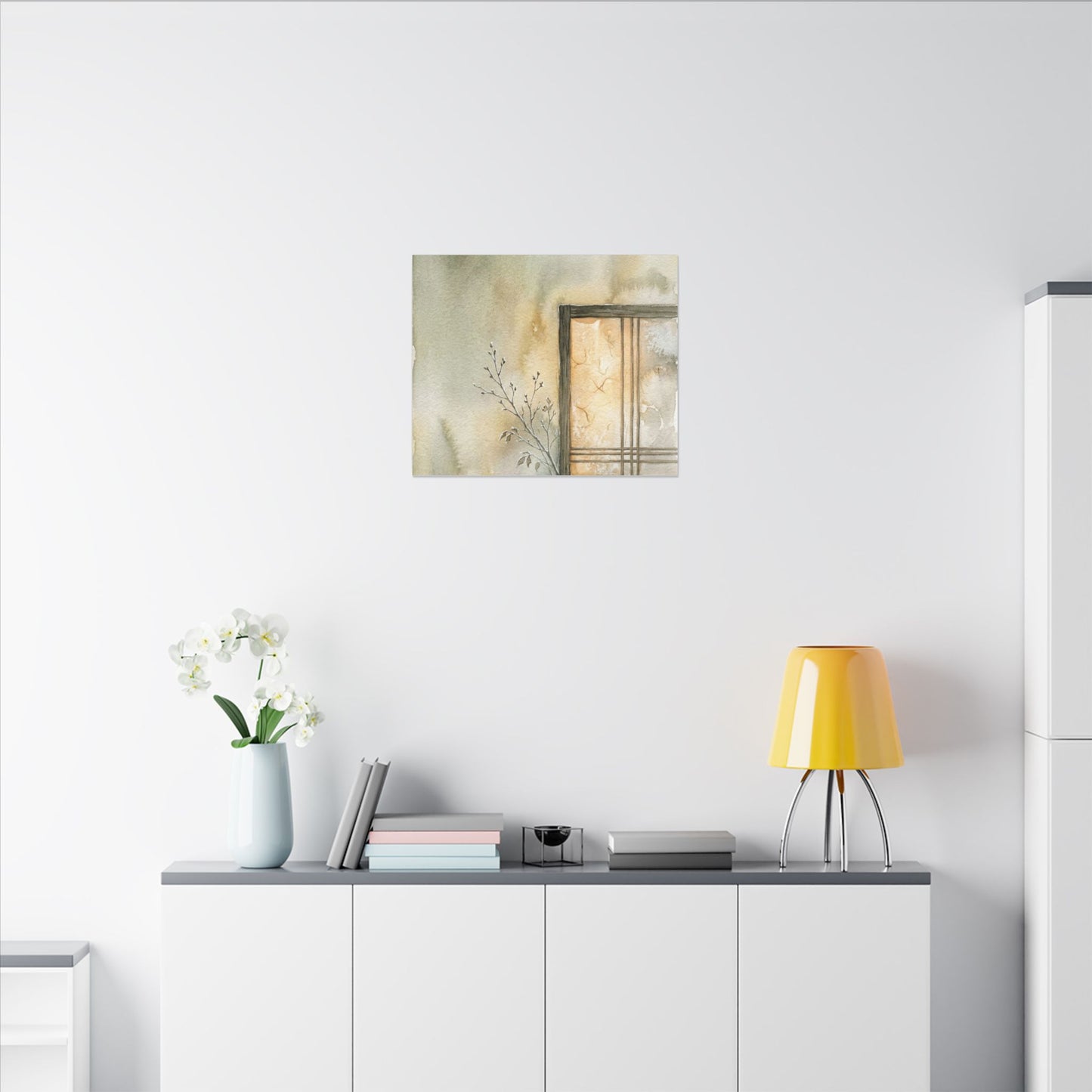 Ma Shoji Screen Canvas Art - Japandi Watercolor