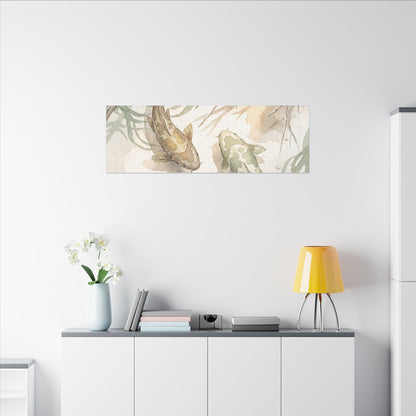 Koi Pond Canvas Art | Winter Japandi Watercolor Art