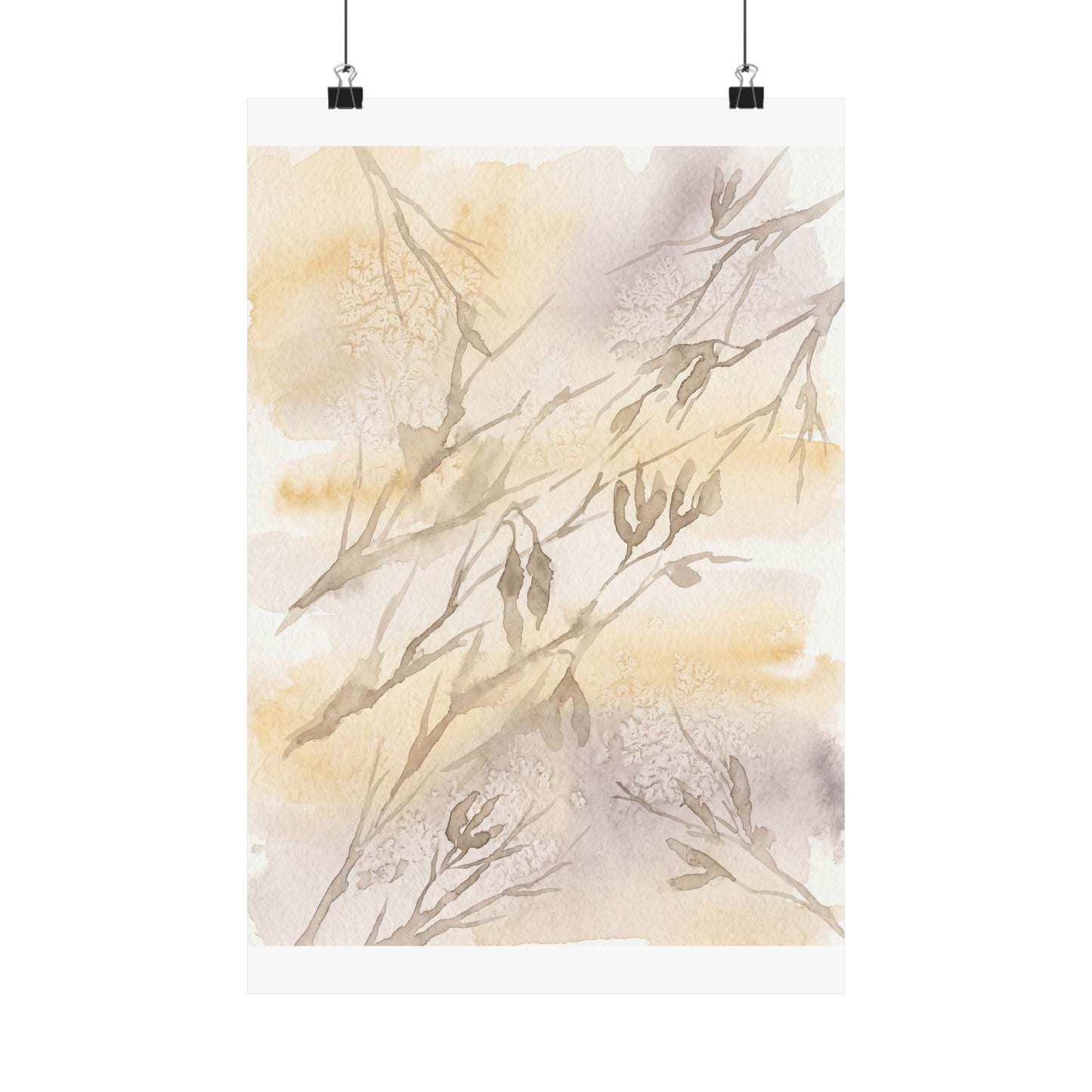 Shadow Play Winter Wall Art Print | Japandi Warm Design