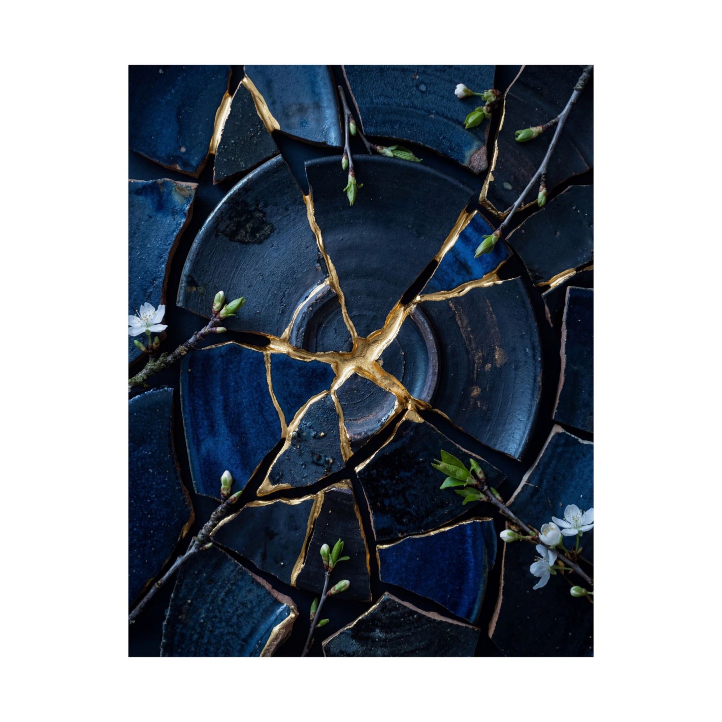Broken Pottery Spring Wall Art Print | Kintsugi Resilient Design