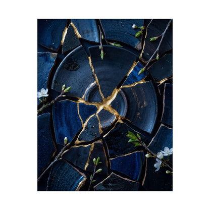 Broken Pottery Spring Wall Art Print | Kintsugi Resilient Design