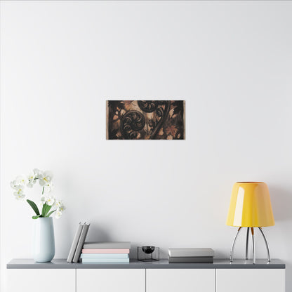 Mono No Aware Fern Unfurling Canvas Art - Dark Japandi Charcoal Ink