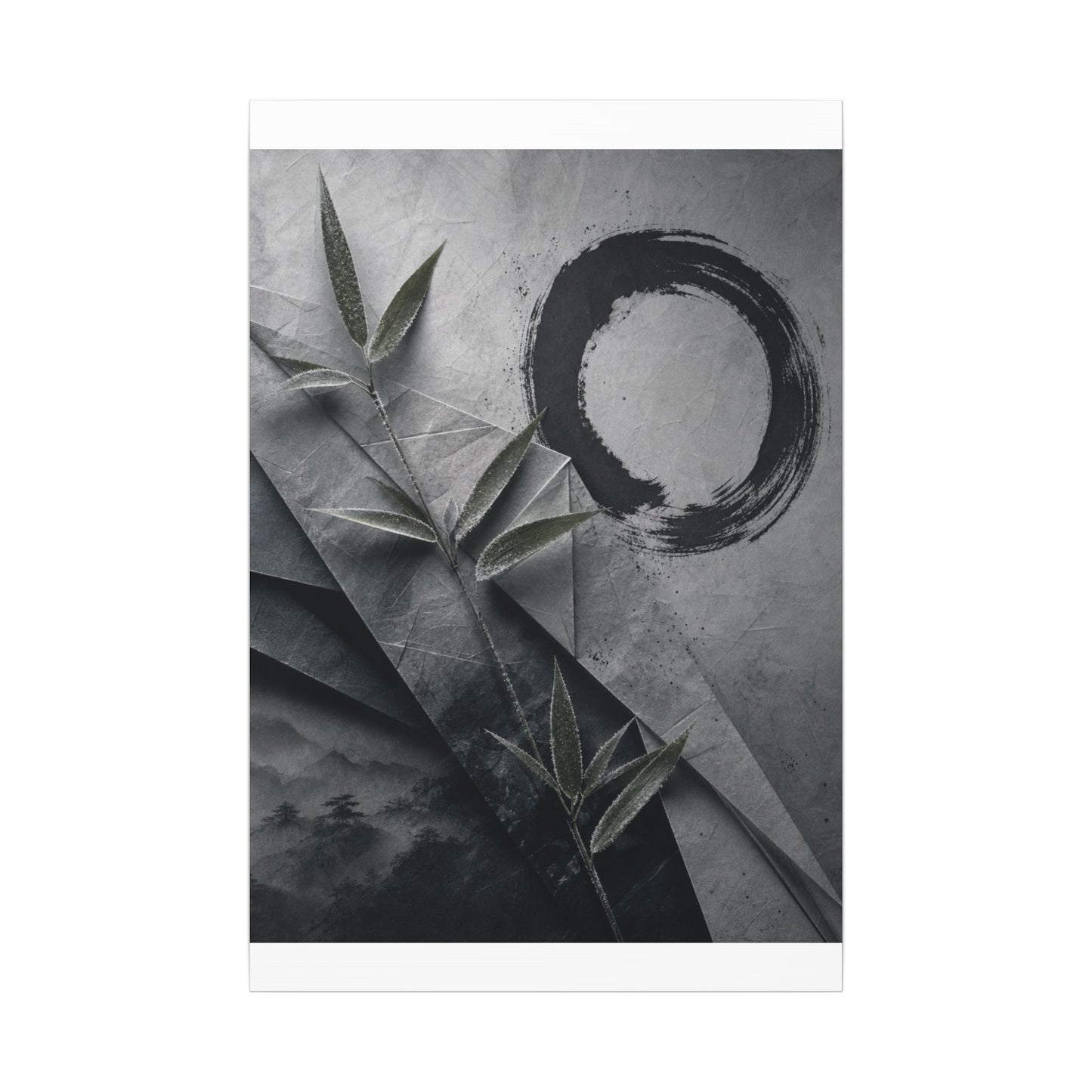 Winter Paper Fold Enso Canvas Art | Serene Decor