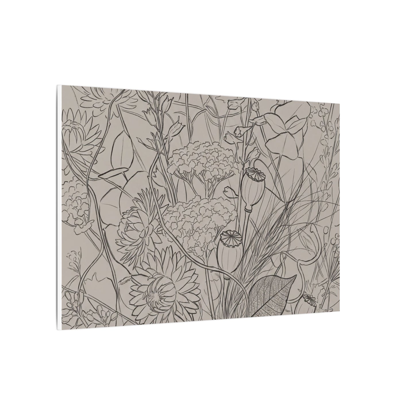 Summer Dried Flowers Minimal Line Canvas Art | Elegant Decor