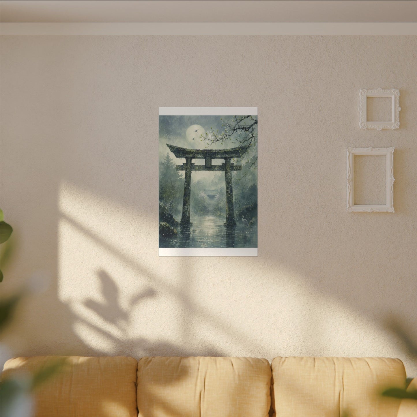 Earthy Torii Gate Canvas Art - Watercolor Japandi