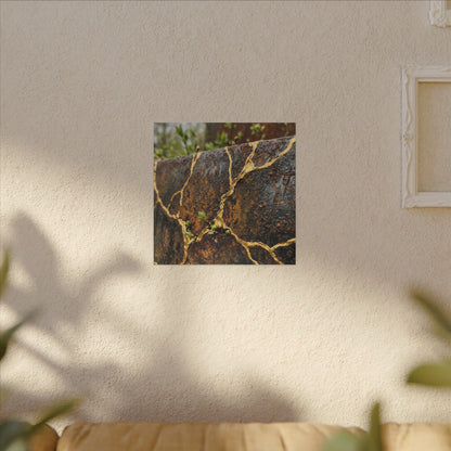 Mono No Aware Rust Patina Canvas Art - Kintsugi Gold Repair
