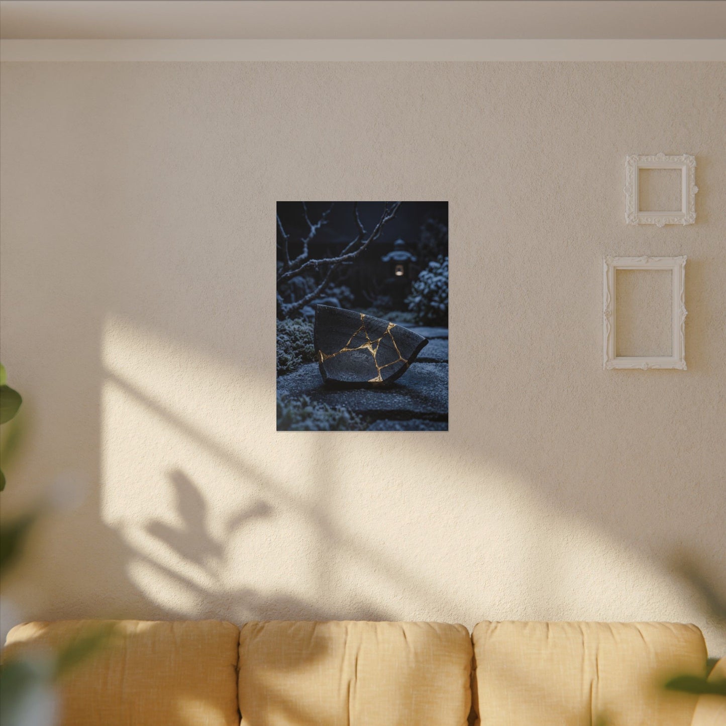 Moonlit Garden Winter Canvas Art | Kintsugi Artful Design