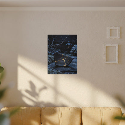 Moonlit Garden Winter Canvas Art | Kintsugi Artful Design