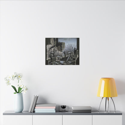 Winter Moonlit Garden Dark Texture Canvas Art | Moody Decor
