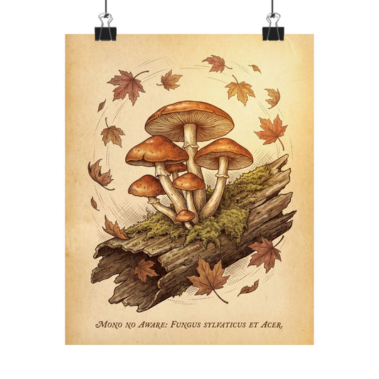 Wild Mushrooms Wall Art Print | Autumn Cottagecore Vintage Botanical Art