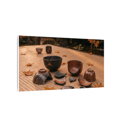 Golden Hour Tea Ceremony Canvas Art - Kintsugi Shibui