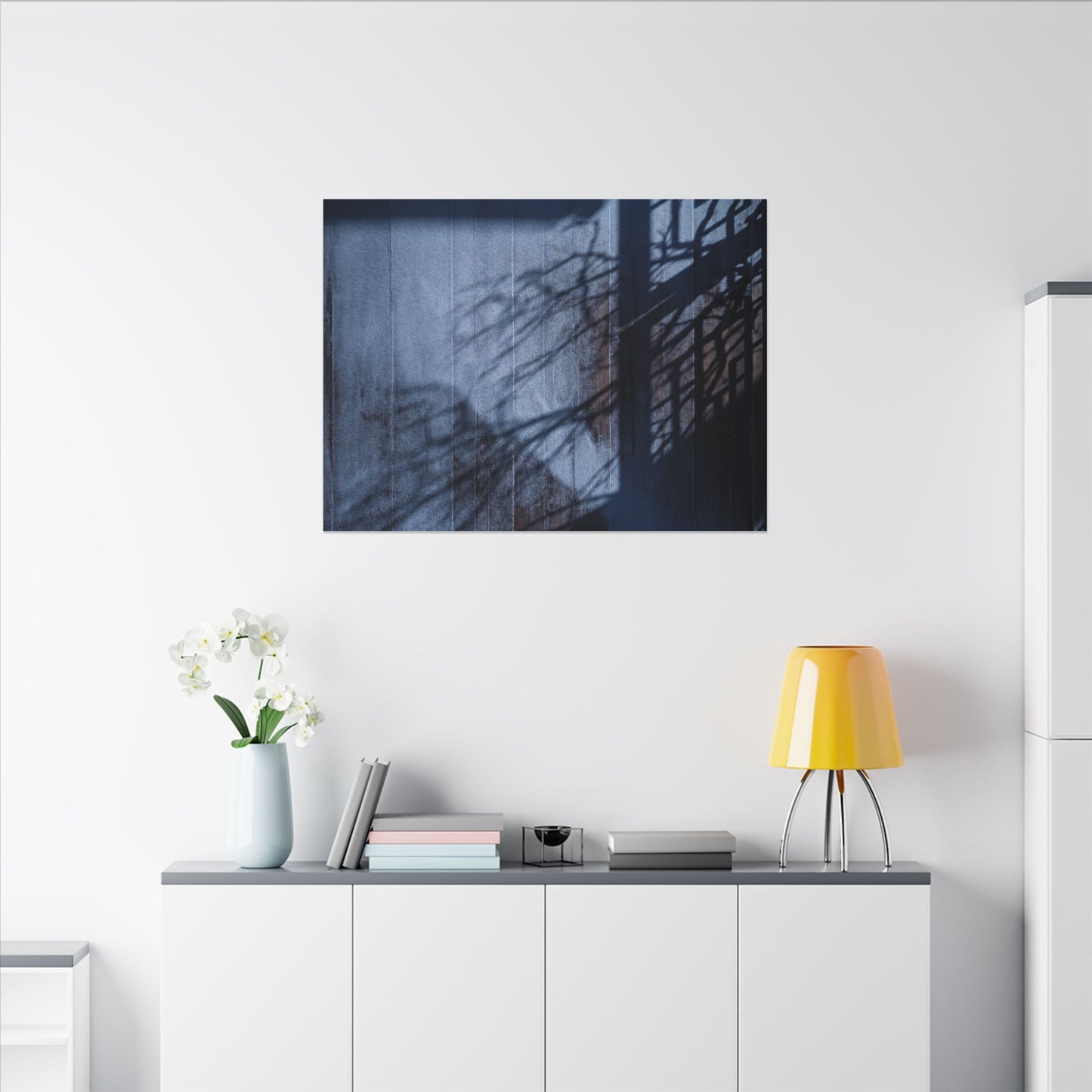 Shadow Play Moody Minimal Canvas Art | Moody Dark Japandi Art