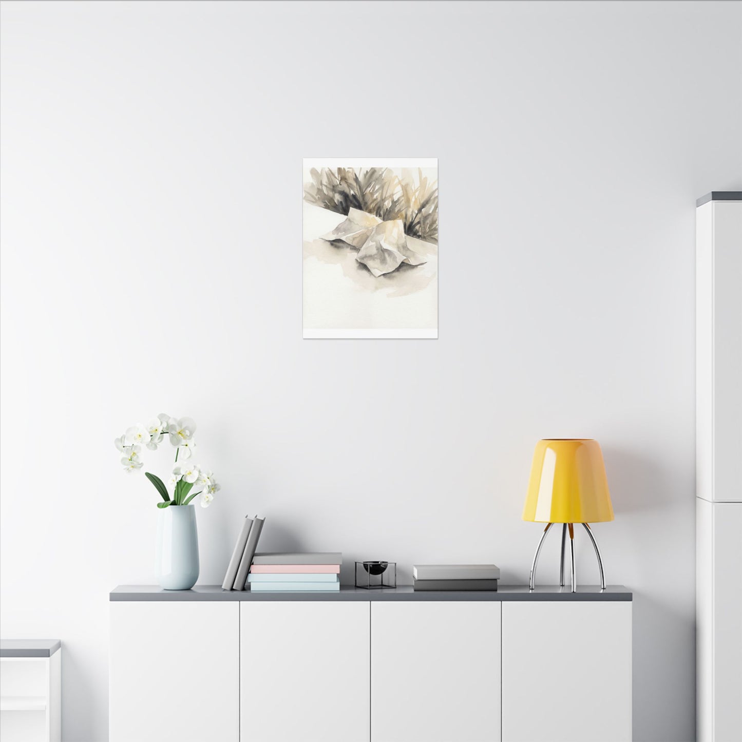 Paper Fold Watercolor Canvas Art | Warm Japandi Art