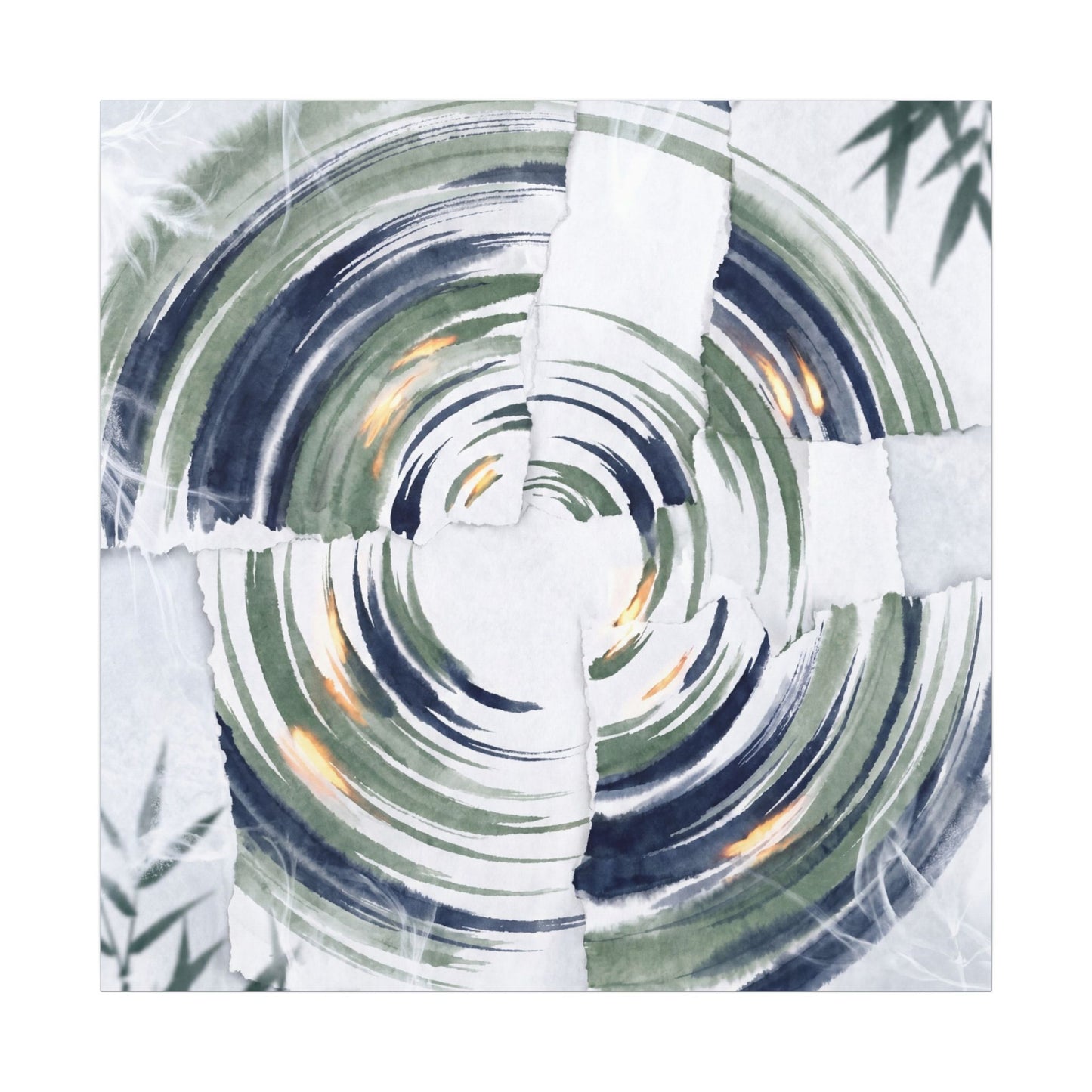 Winter Water Ripple Sumi E Canvas Art | Peaceful Decor