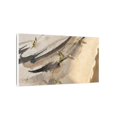 Ink Brushstroke Watercolor Canvas Art | Neutral Japandi Art