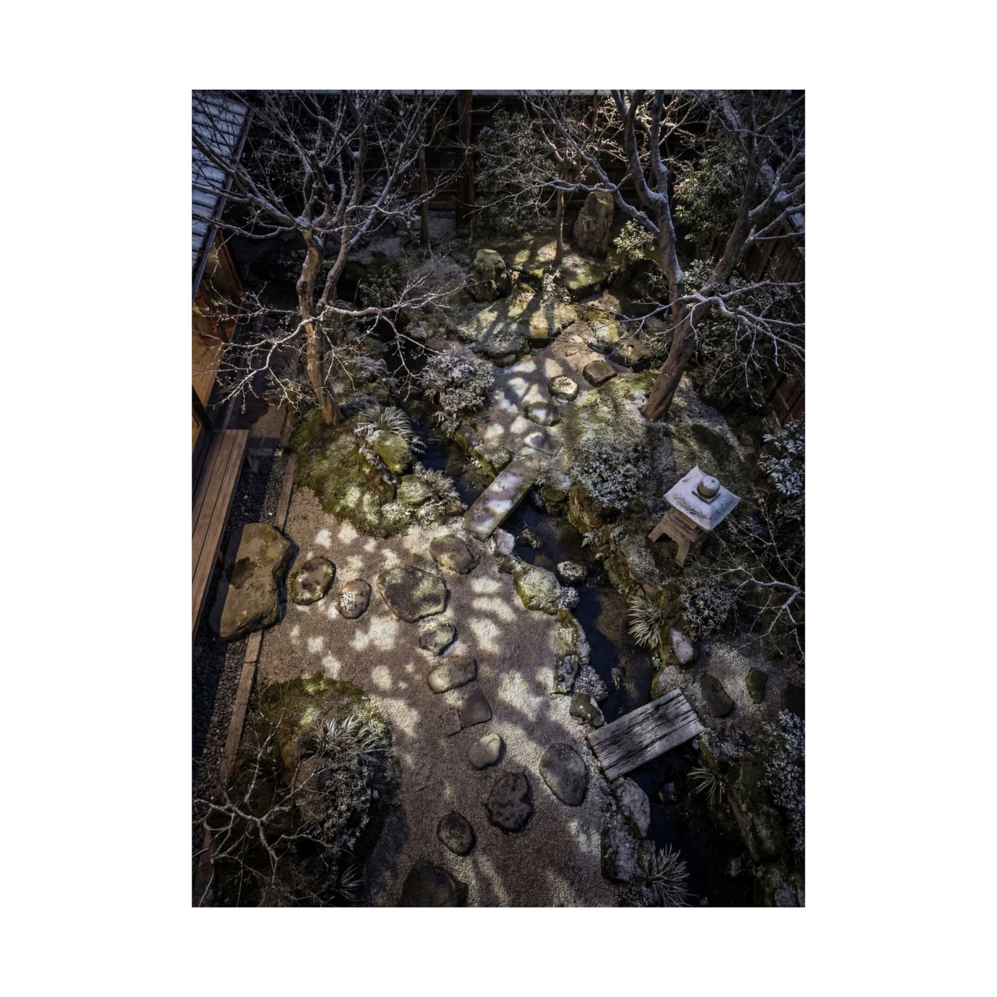 Moonlit Garden Wall Art Print | Winter Japandi Japanese Pattern Art